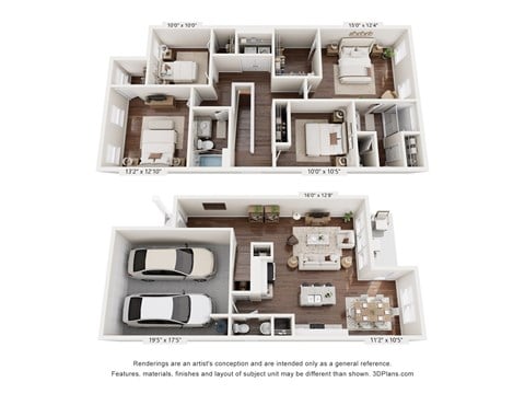 Floor plan for 4 beds, 2.5 baths, 1892 sqft